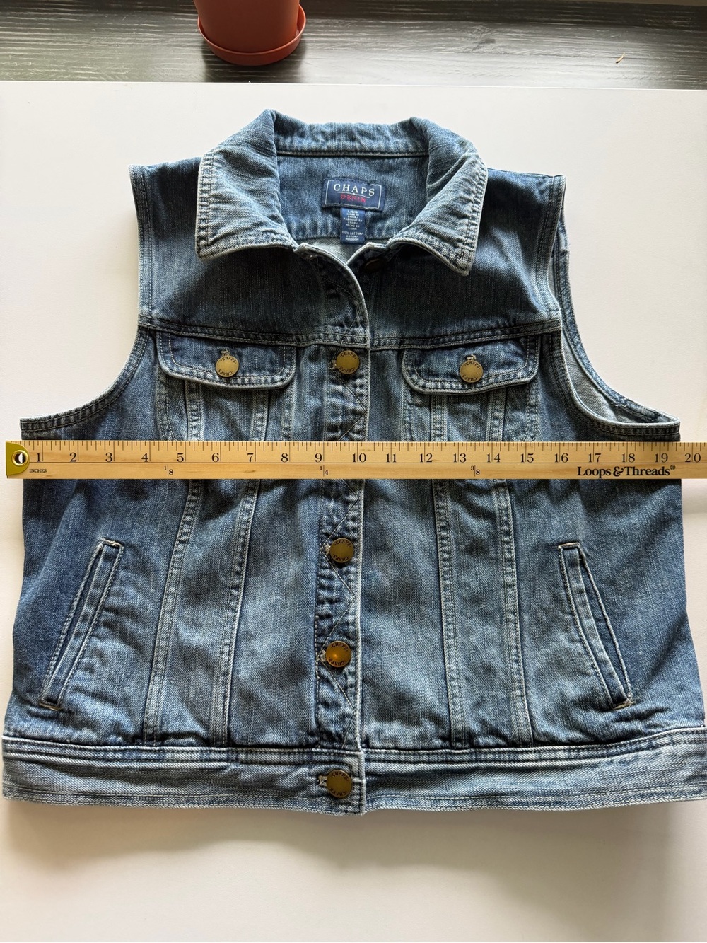 Chaps Denim Vest in Light Blue Wash